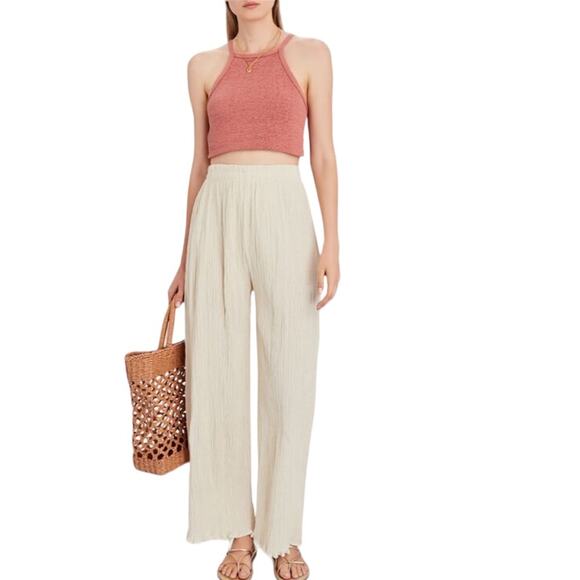 SAVANNAH MORROW Flow Boho Organic Cotton Pants Cream Size Small NWT - Picture 1 of 10